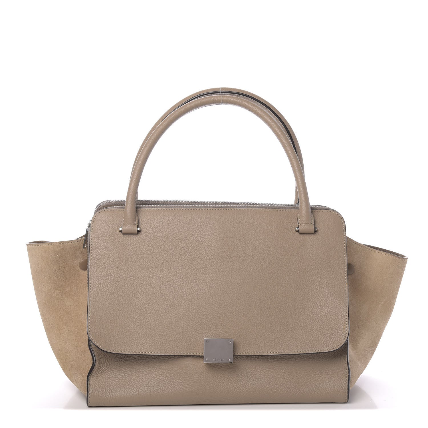 Celine Drummed Calfskin Suede Double Zip Trapeze Sand 1 of 10
