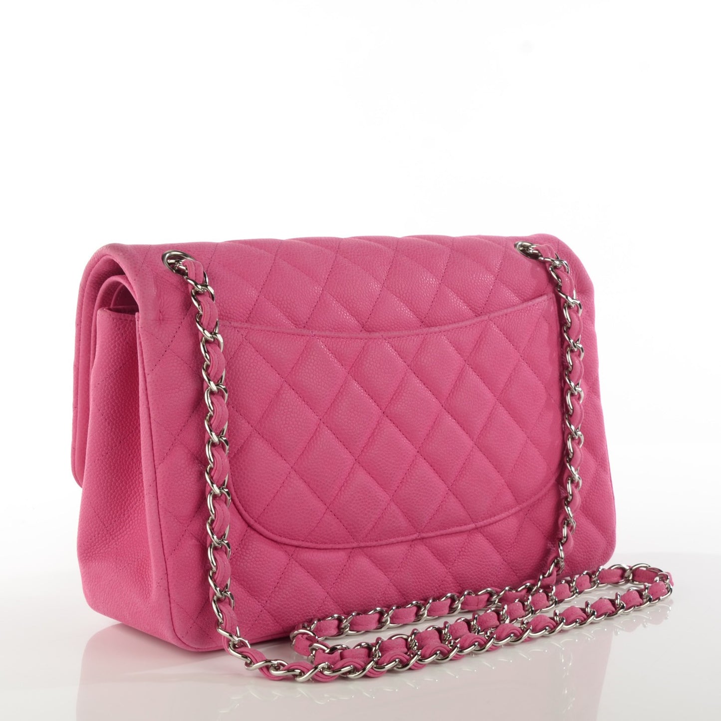 Iridescent Caviar Quilted Jumbo Double Flap Pink