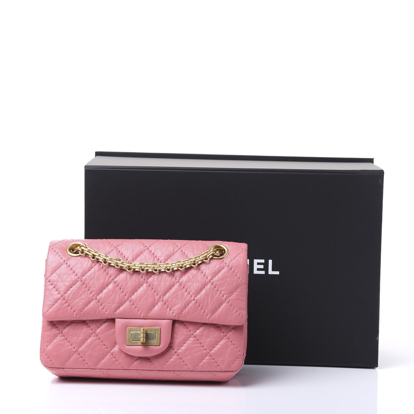 Aged Calfskin Quilted 2.55 Reissue Mini Flap Pink