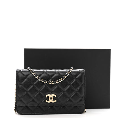 Chanel Caviar Quilted Studded CC Wallet on Chain WOC Black 12 of 12