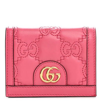 Gucci Calfskin GG Matelasse Card Case Wallet Rhodamine Pink 1 of 8