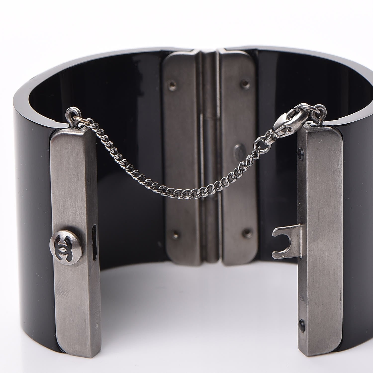 Chanel Resin Crystal CC Cuff Black 4 of 6