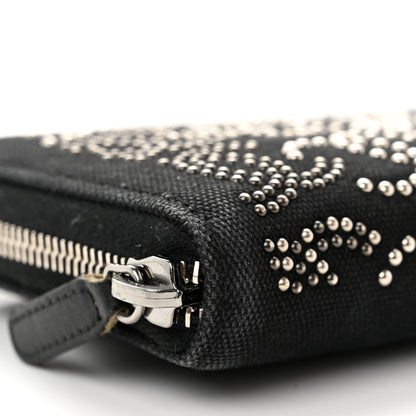 Chanel Canvas Studded CC Gusset Zip Around Wallet Black 9 of 12