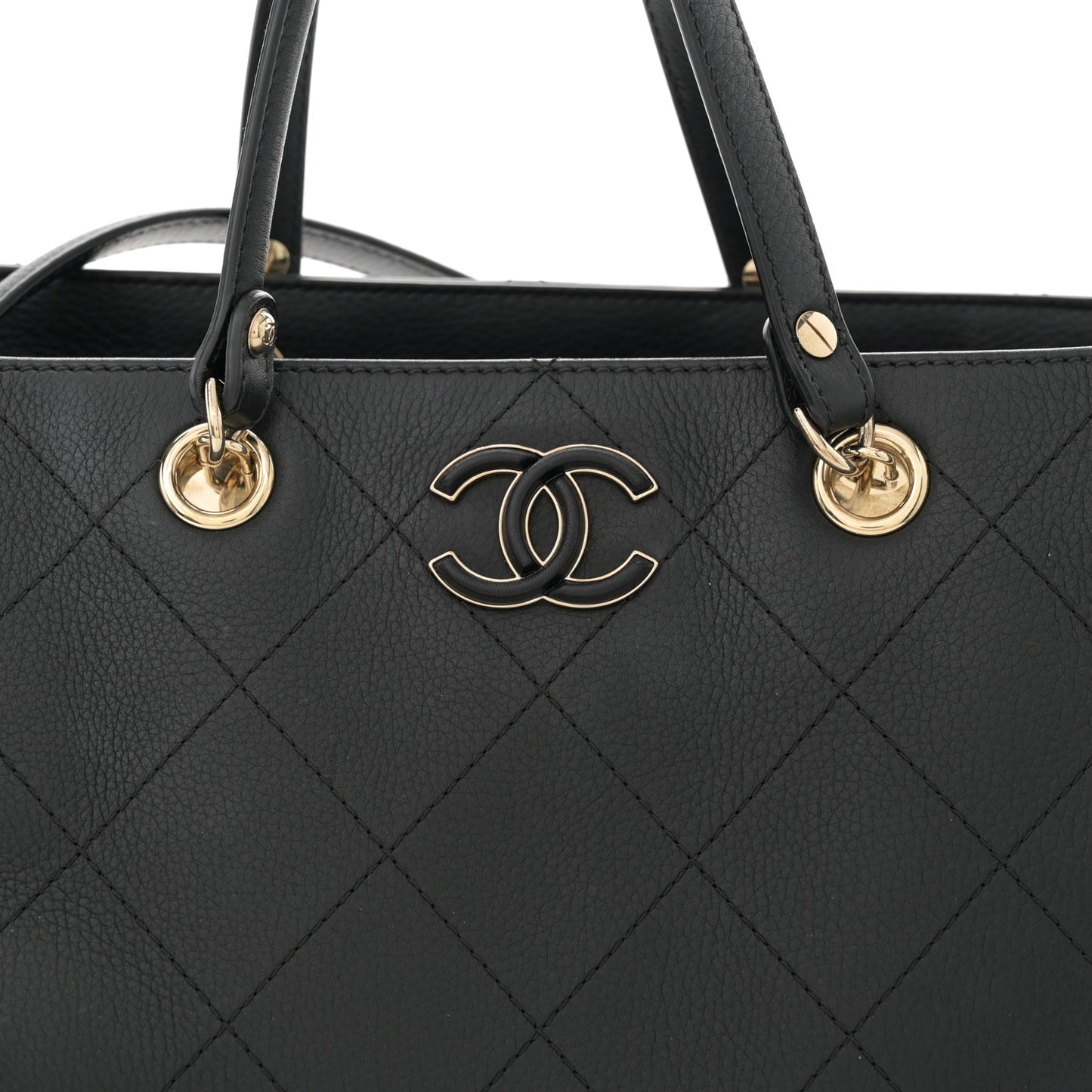 Bullskin Stitched Small Shopping Tote Black