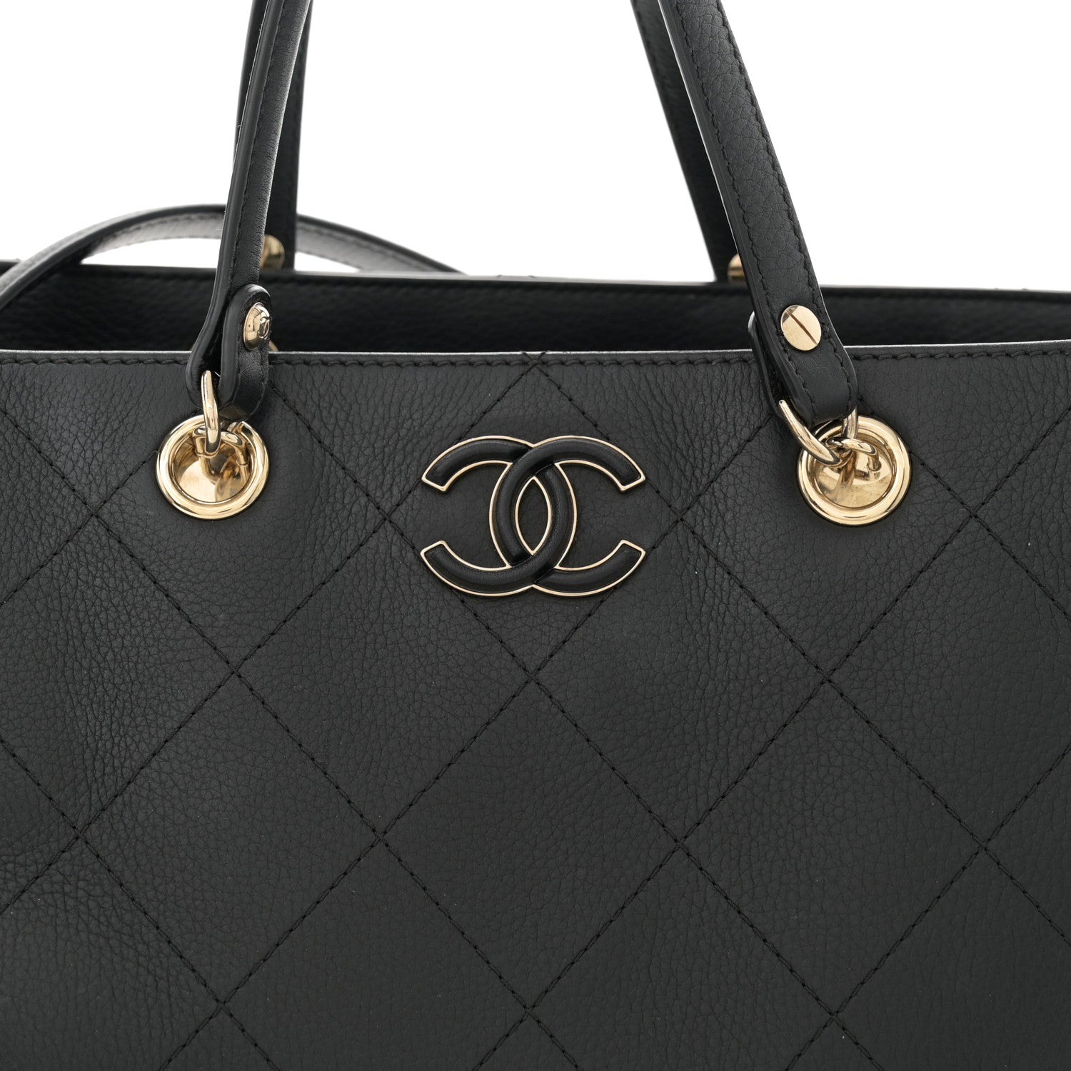 Chanel Bullskin Stitched Small Shopping Tote Black 8 of 12