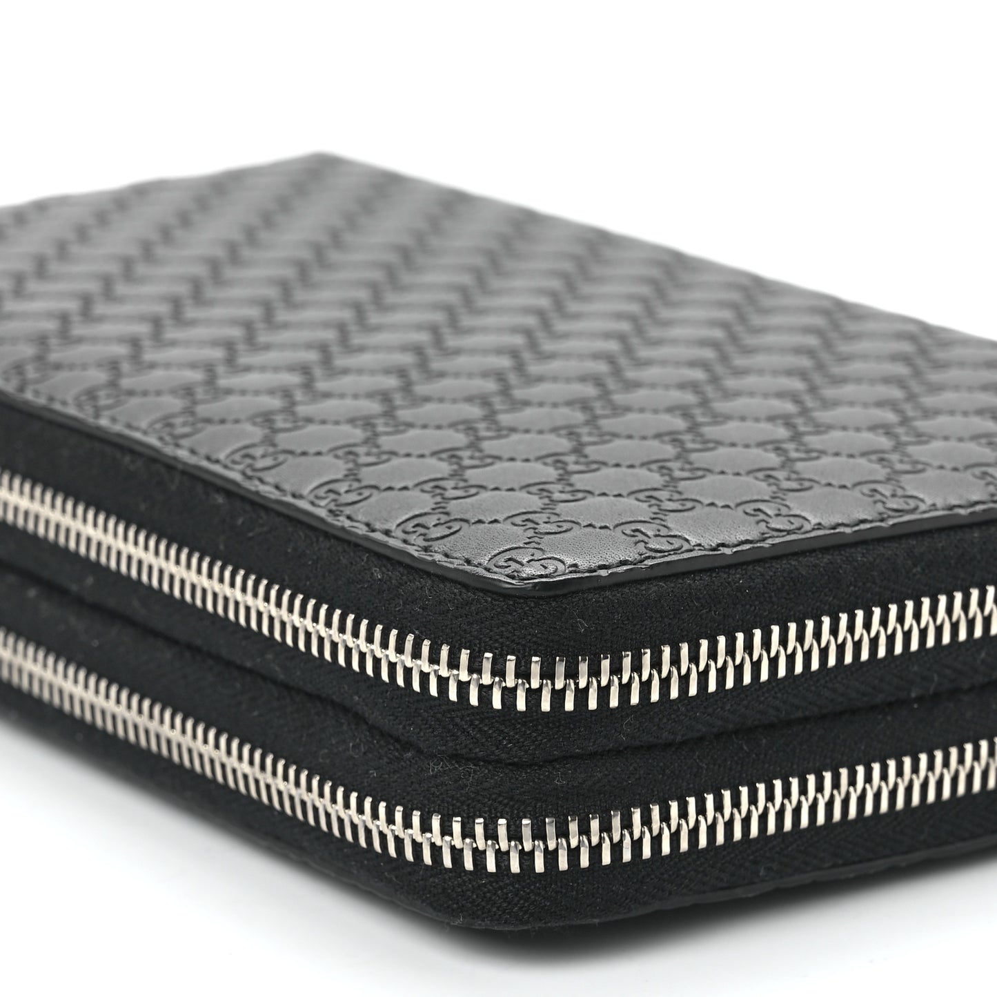 Soft Microguccissima Zip Around Top Handle Travel Wallet Carbon