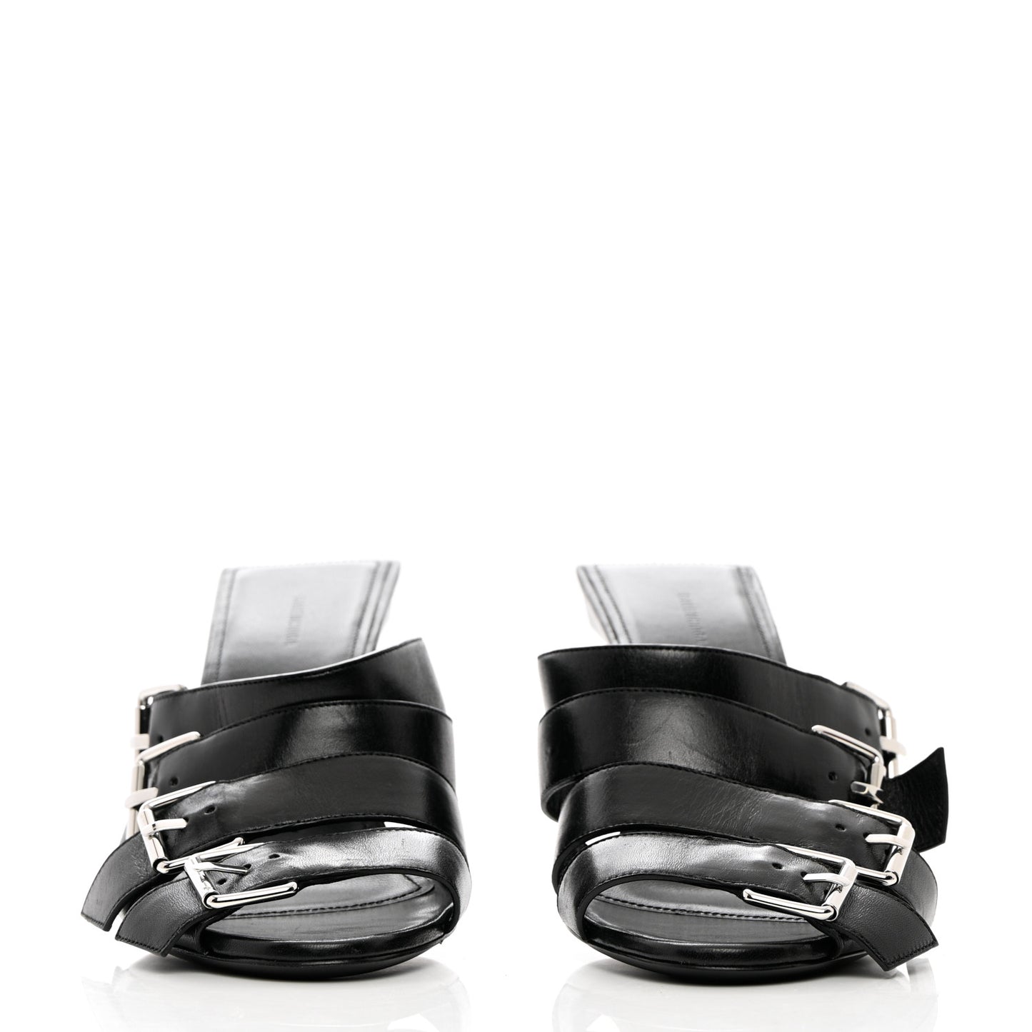 Shiny Sheepskin Bluckle K 80mm Sandals 39 Black