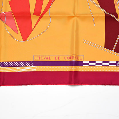 Hermes Silk Cheval De Courses Scarf 90 Rose Vif Sapphire Chaudron 3 of 6