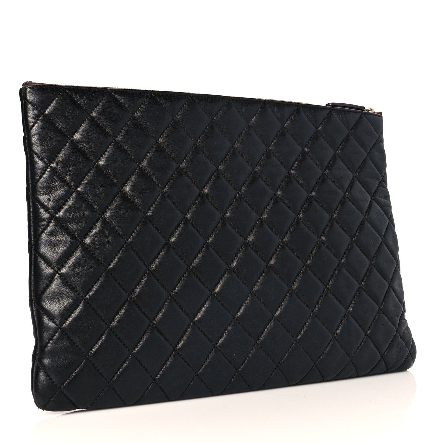 Chanel Lambskin Quilted Large Cosmetic Case Black 3 of 11