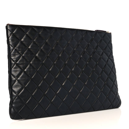 Chanel Lambskin Quilted Large Cosmetic Case Black 3 of 11