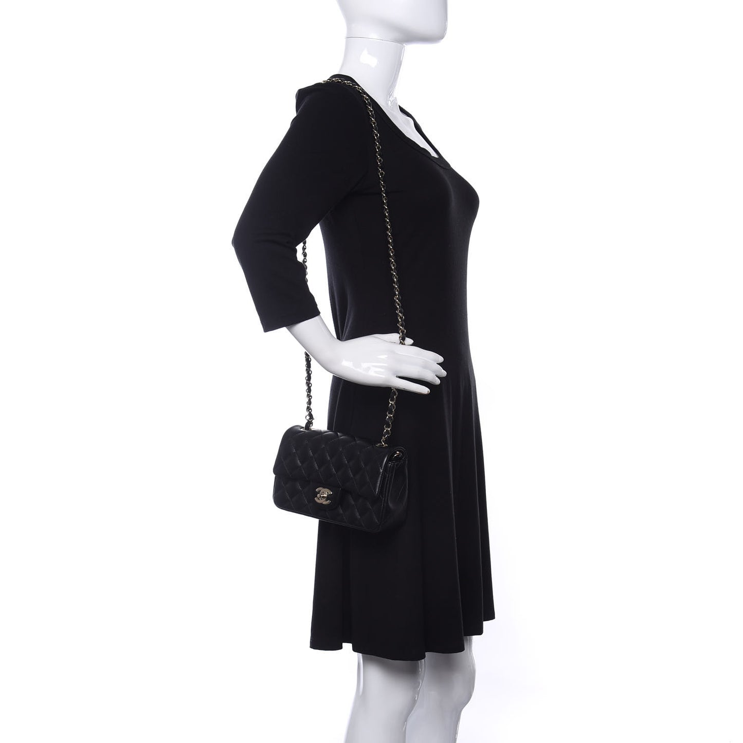 Lambskin Quilted Mini Rectangular Flap Black