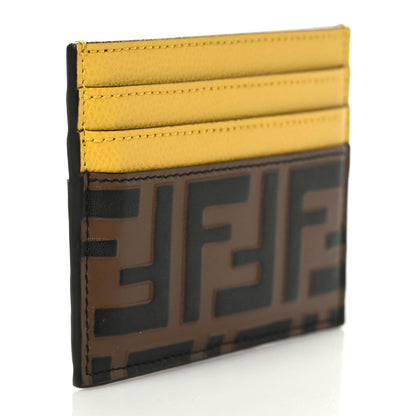 Fendi Vitello Cruise Bi-Color FF 1974 Embossed Card Holder Maya Black Sunflower 3 of 8