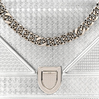 Christian Dior Metallic Patent Micro-Cannage Medium Diorama Flap Bag Silver 8 of 12