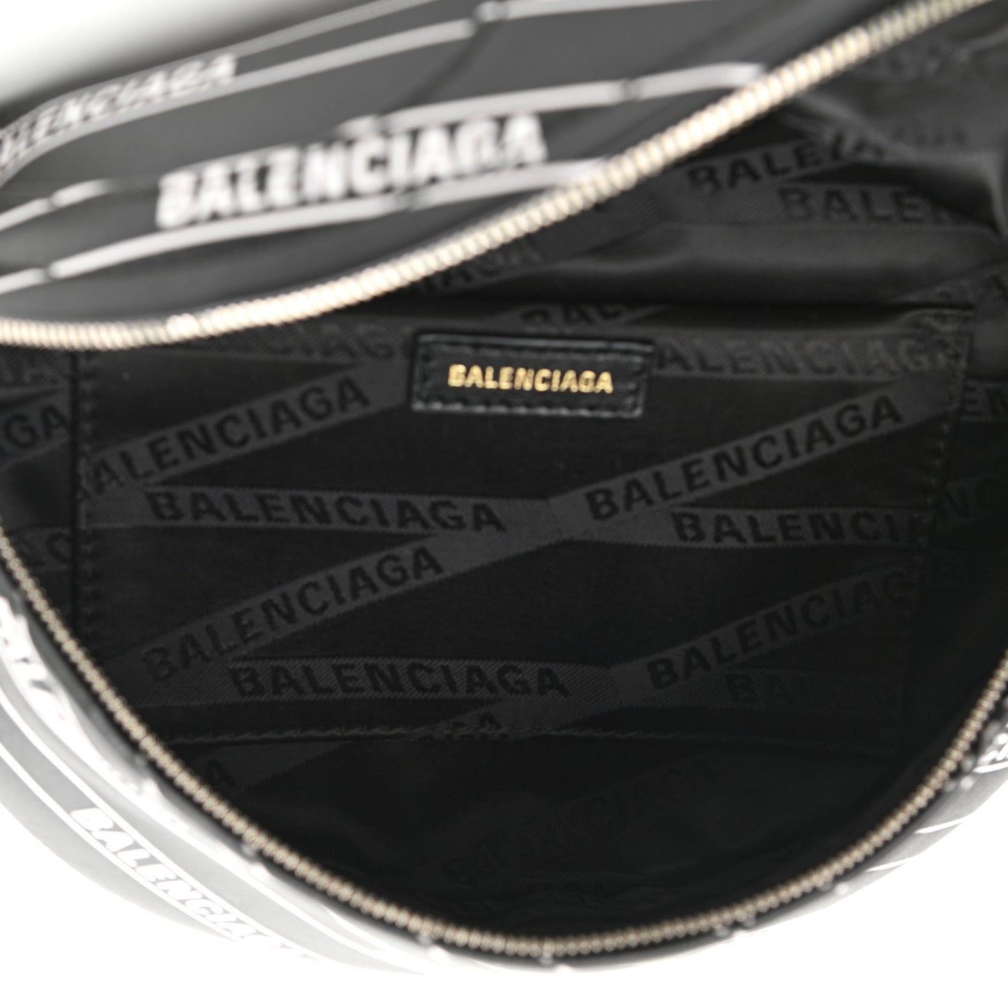Calfskin Diagonal Allover Logo Print XXS Souvenir Belt Bag Black White