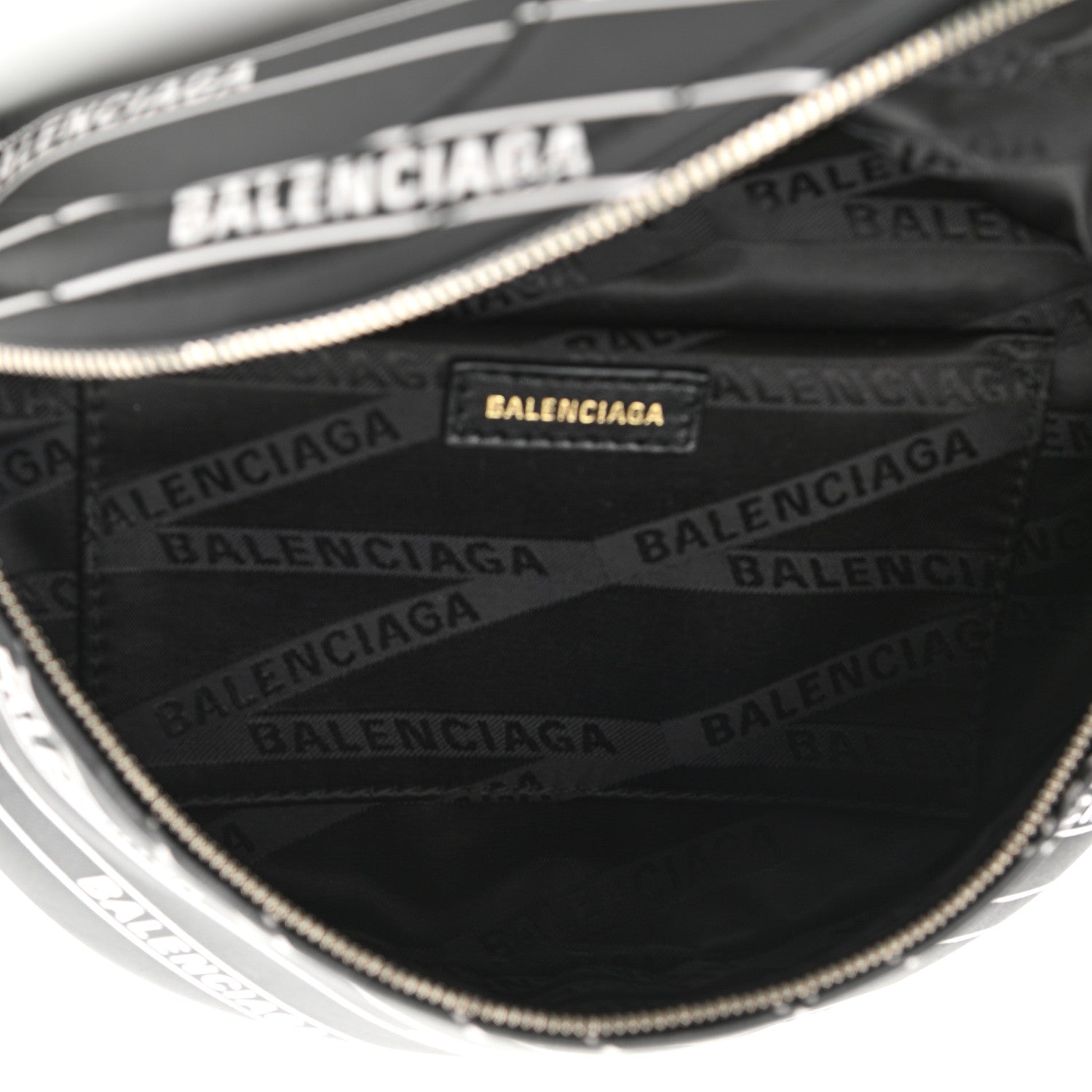 Balenciaga Calfskin Diagonal Allover Logo Print XXS Souvenir Belt Bag Black White 5 of 11