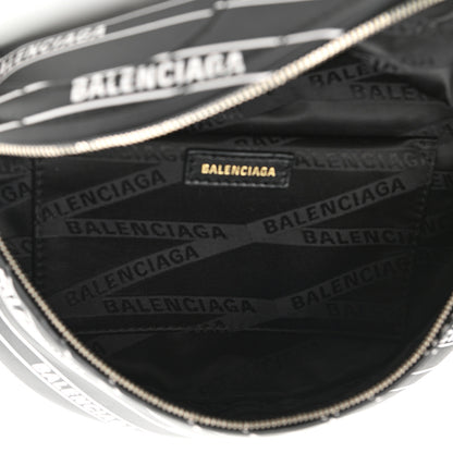 Balenciaga Calfskin Diagonal Allover Logo Print XXS Souvenir Belt Bag Black White 5 of 11