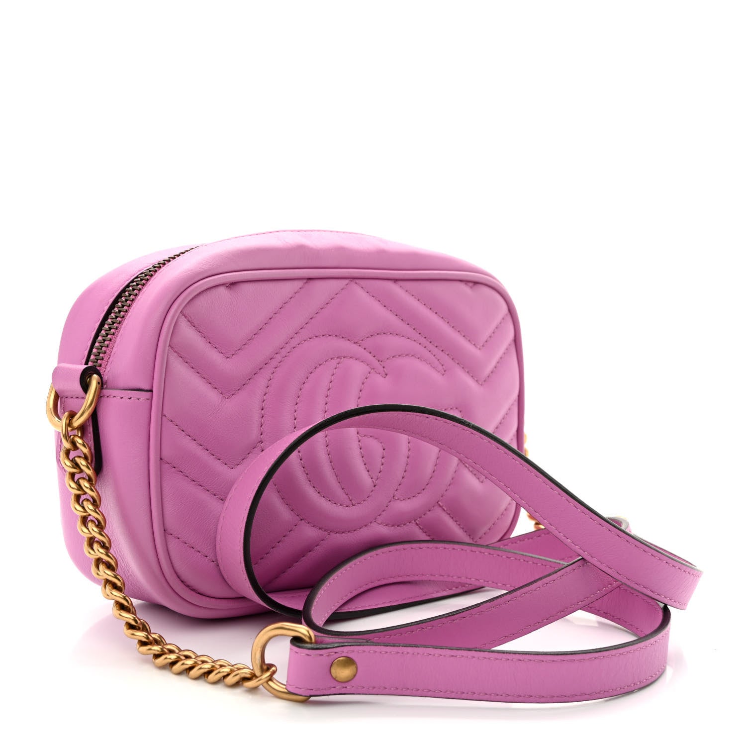 Gucci Calfskin Matelasse Mini GG Marmont Chain Shoulder Bag Candy Mousse 3 of 10