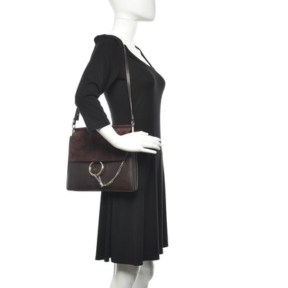 Chloe Calfskin Suede Medium Faye Shoulder Bag Carbon Brown 2 of 12