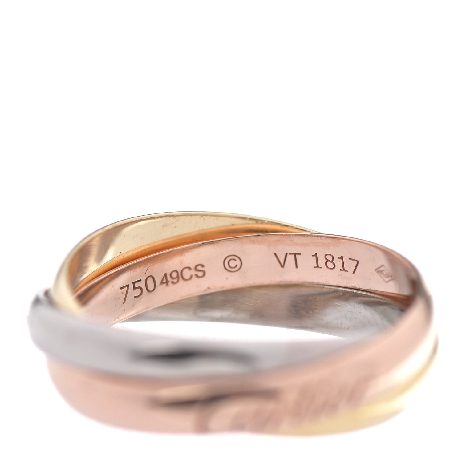 Cartier 18K Pink Yellow White Gold Small Trinity Ring 49 4.75 4 of 5