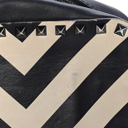Valentino Garavani Vitello Chevron Rockstud Camera Crossbody Bag Light Ivory Black 8 of 9