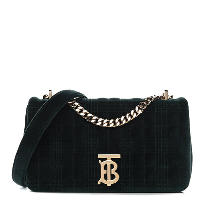 Burberry Velvet Quilted Small Lola Bag Dark Green 1 of 13