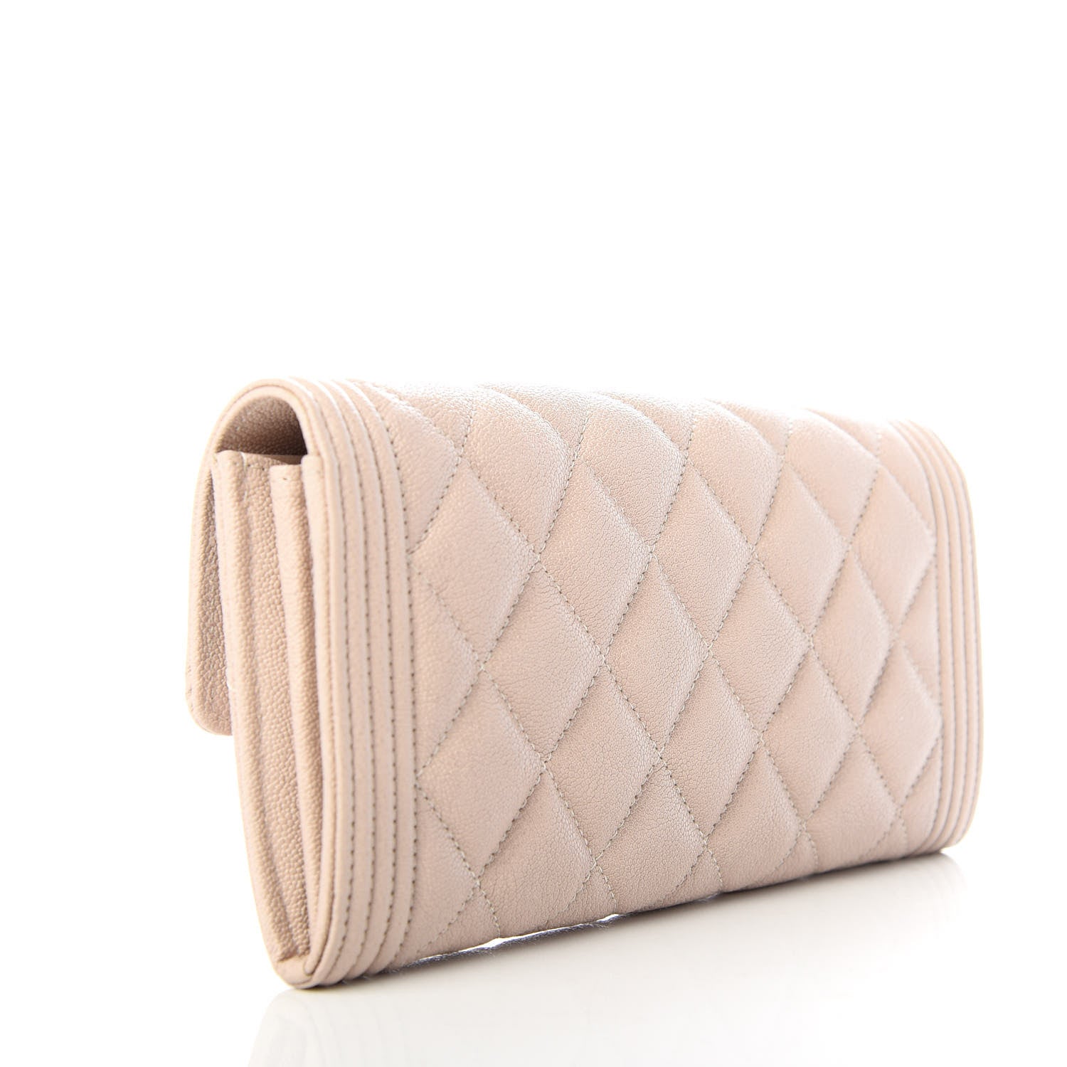Chanel Caviar Quilted Large Boy Gusset Flap Wallet Beige 3 of 9
