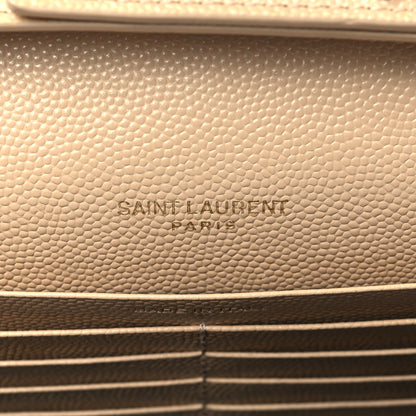 Saint Laurent Grain De Poudre Matelasse Chevron Monogram Chain Wallet Nude Powder 6 of 9