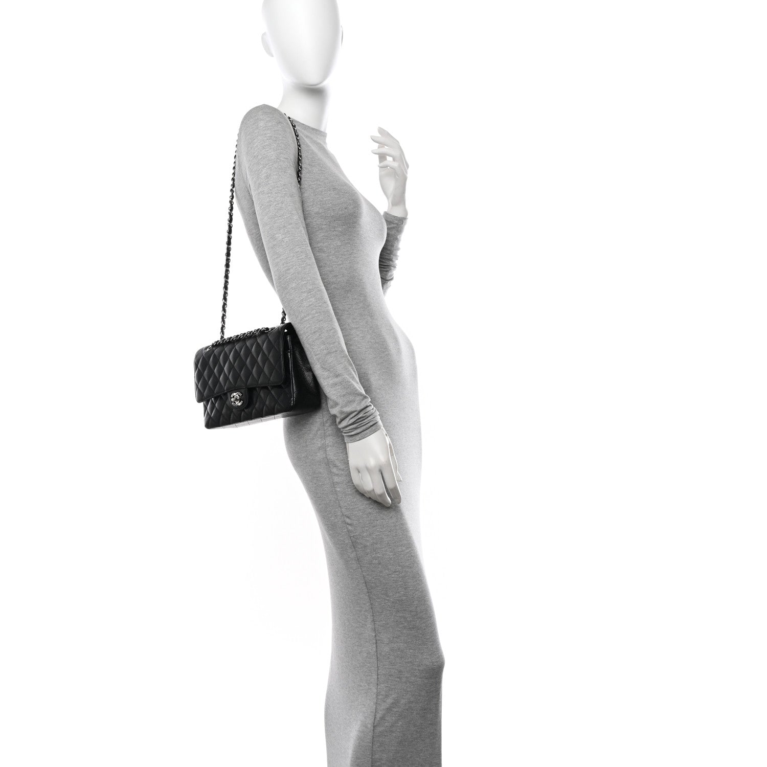 Chanel Caviar Quilted Medium Double Flap Black 2 of 10