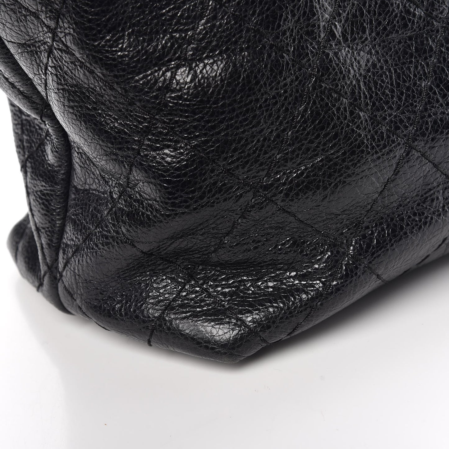 Glazed Calfskin Large On The Road Tote Black