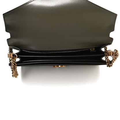 Saint Laurent Smooth Calfskin Suede Monogram Cassandra Clasp Bag Olive Green 5 of 10