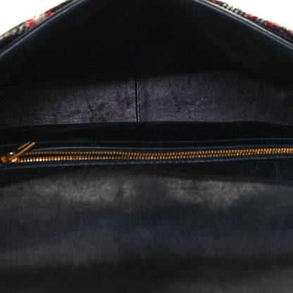 Balenciaga Wool Plaid Diagonal Allover Logo Matelasse M BB Round Shoulder Bag Black White Red 9 of 14