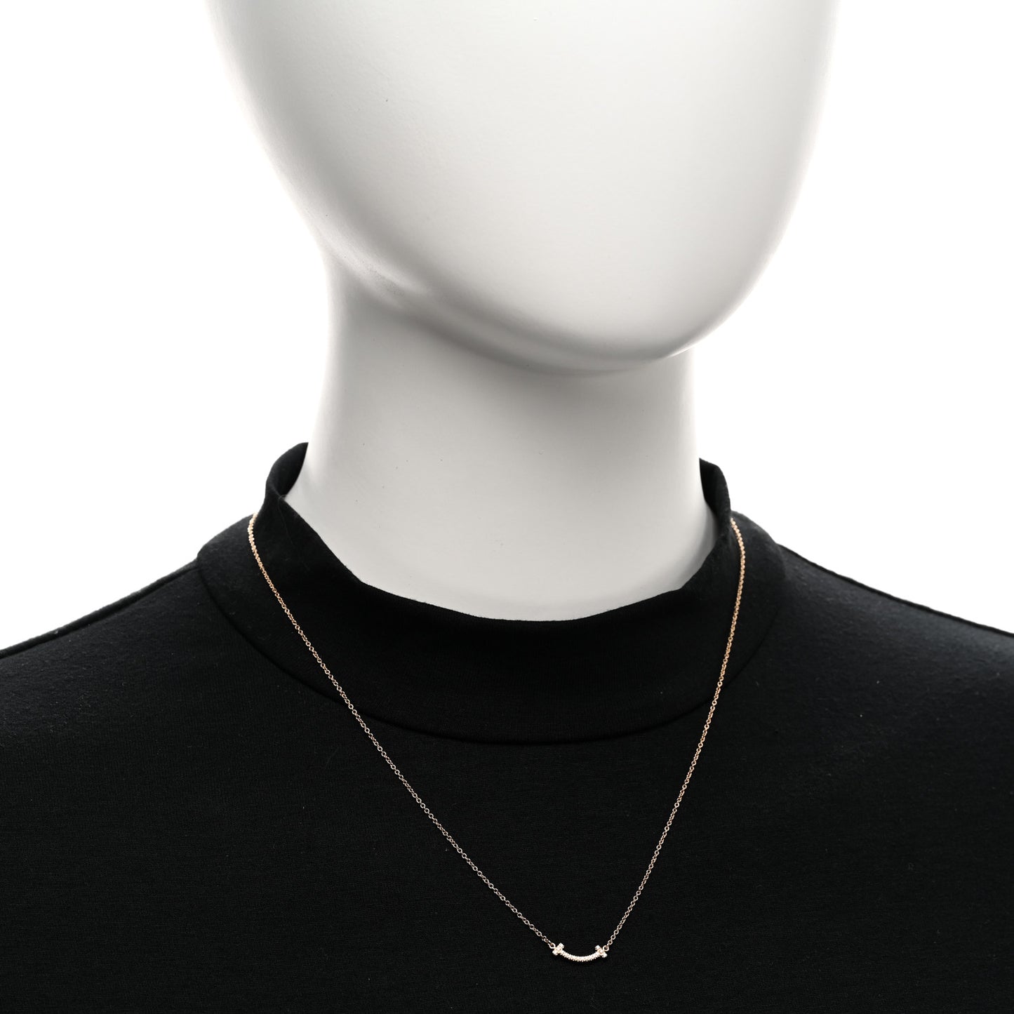 18K Rose Gold Diamond Mini T Smile Pendant Necklace