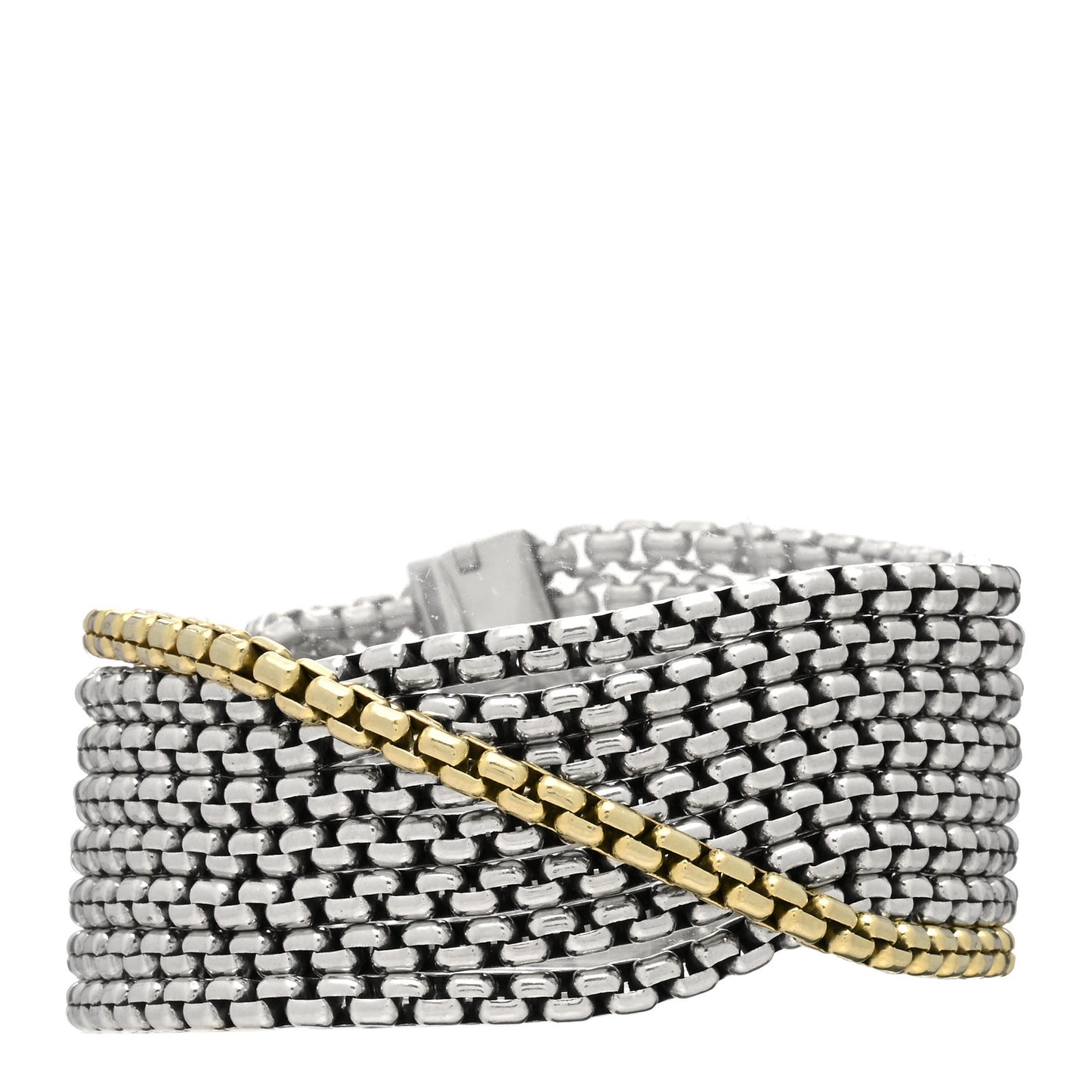 Sterling Silver 18K Yellow Gold Eight-Row Box Chain Bracelet