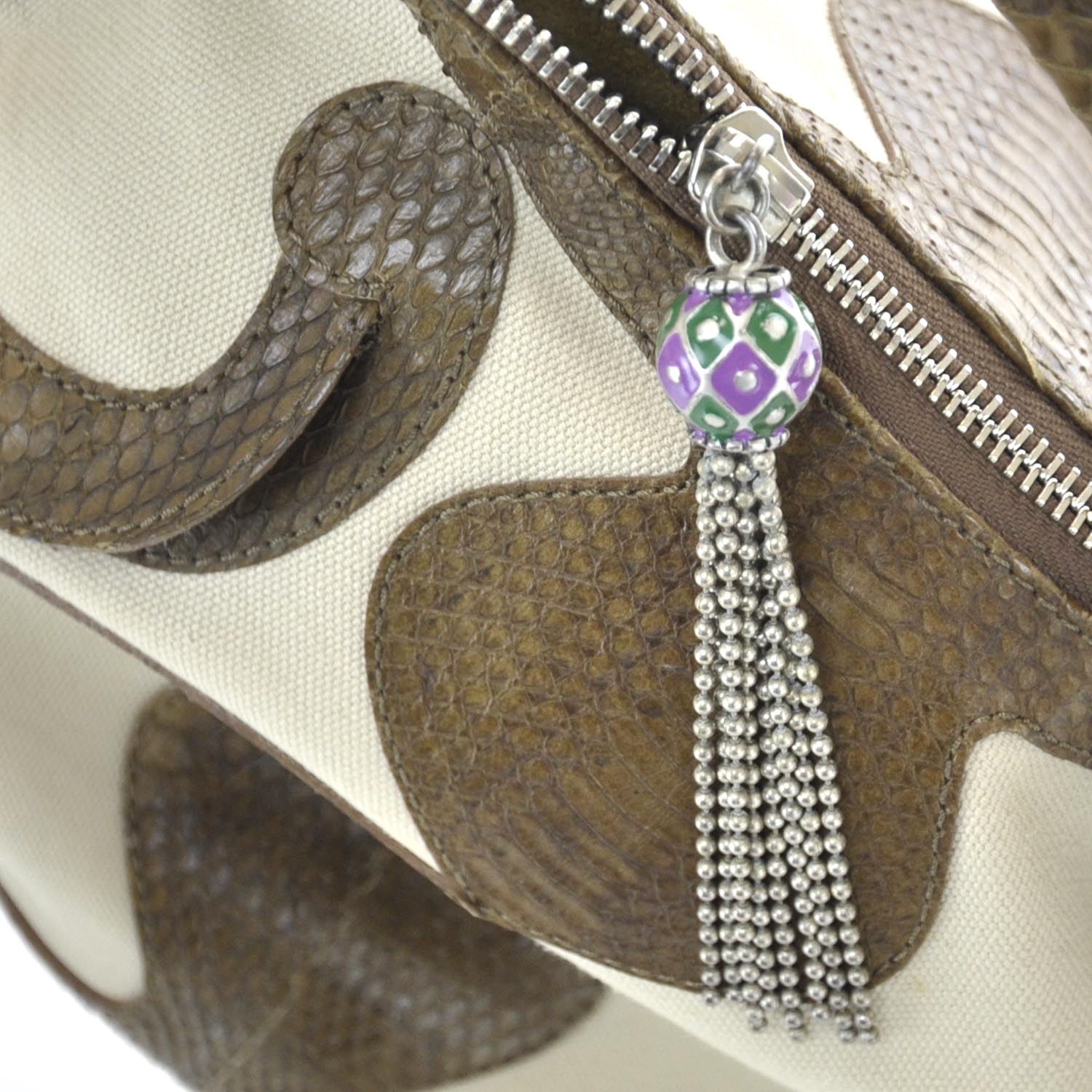 Jimmy Choo Python and Linen Hobo 8 of 8