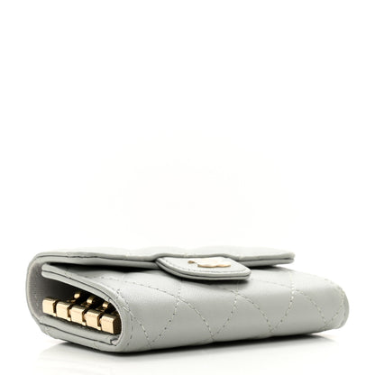 Chanel Lambskin Quilted Classic 4 Key Holder Wallet Grey 4 of 9