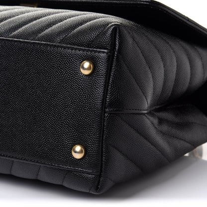Chanel Caviar Chevron Quilted Small Coco Handle Flap Black 10 of 11