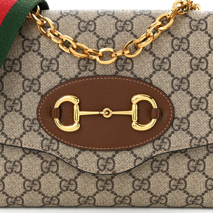 Gucci GG Supreme Monogram Azalea Calfskin Web Small Horsebit 1955 Crossbody Bag Beige Ebony Brown Sugar 8 of 11