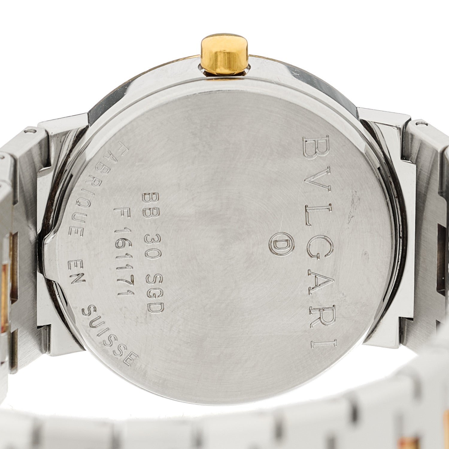 Bulgari Stainless Steel 18K Yellow Gold 30mm Quartz Watch Black 4 of 4