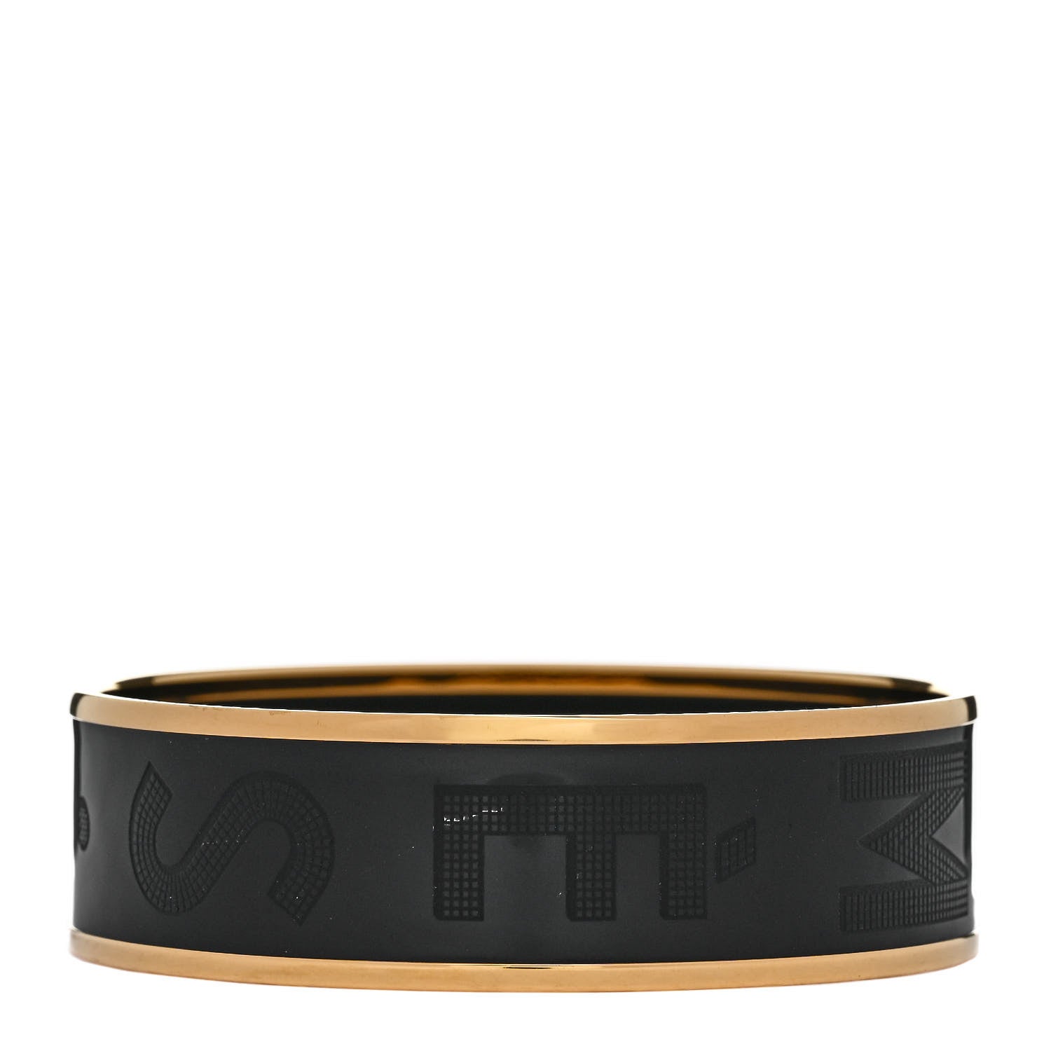 Hermes Enamel Wide Printed Sellier Bracelet 65 Black 1 of 6