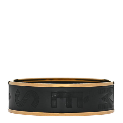 Hermes Enamel Wide Printed Sellier Bracelet 65 Black 1 of 6