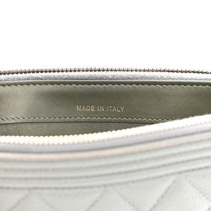 Chanel Caviar Quilted Small Boy Clutch With Chain Grey 9 of 18