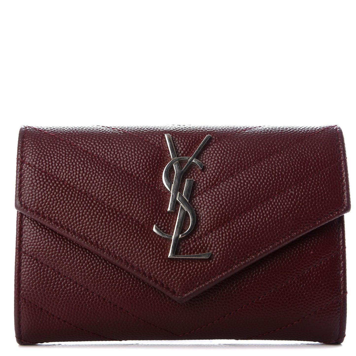 Grain De Poudre Matelasse Chevron Small Monogram Envelope Wallet Palissandre