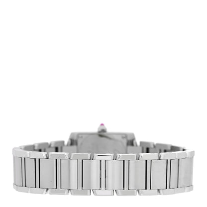 Cartier Stainless Steel Pink Mother of Pearl 20mm Tank Francaise Quartz Watch 3 of 4