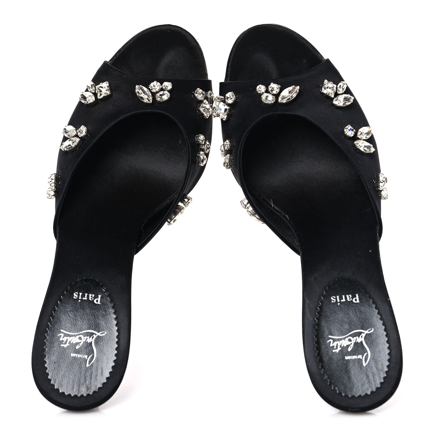 Crepe Satin Crystal Degraqueenie 85mm Slide Sandals 37 Black