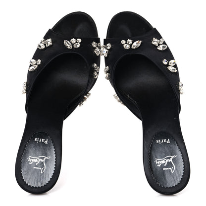 Christian Louboutin Crepe Satin Crystal Degraqueenie 85mm Slide Sandals 37 Black 2 of 8
