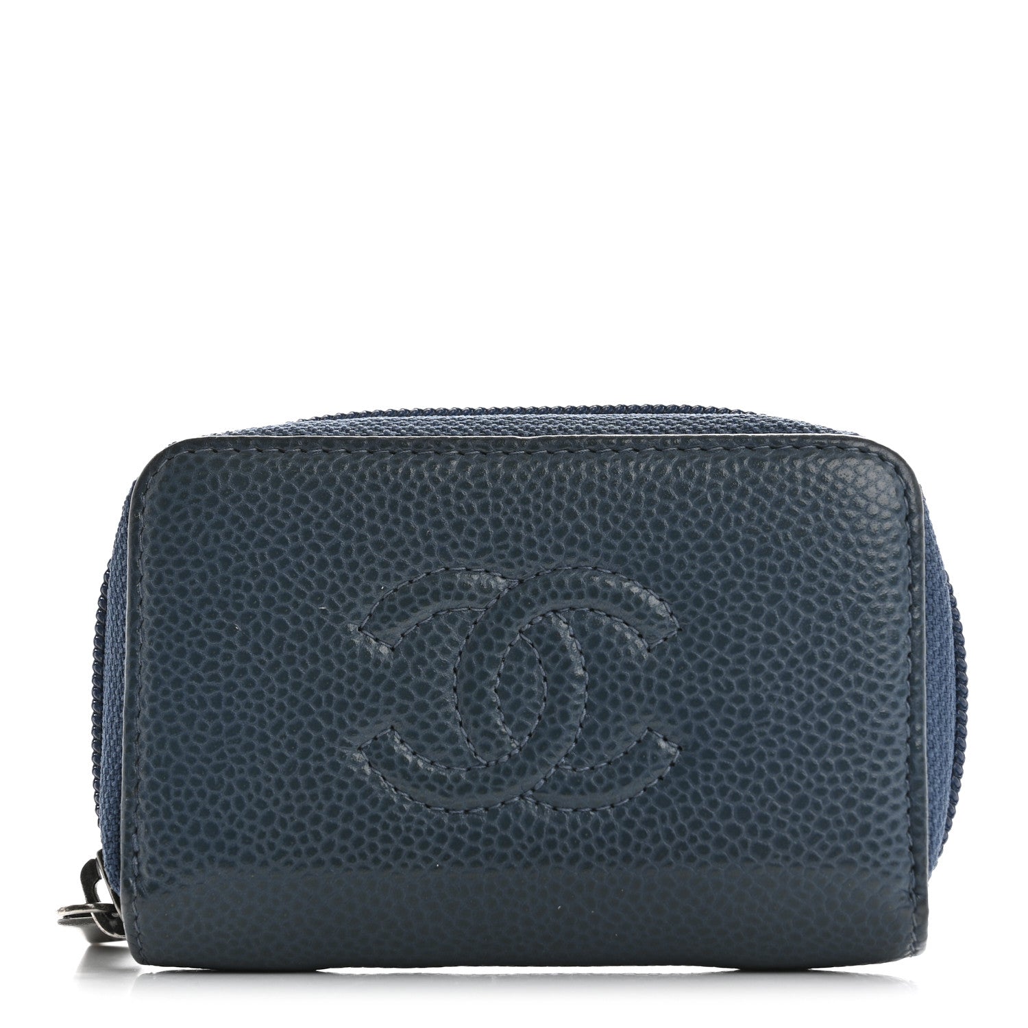 Chanel Caviar Timeless CC Zip Around Coin Purse Blue 1 of 11