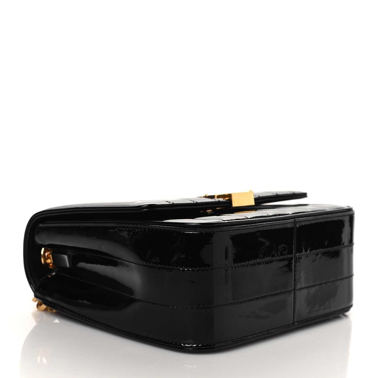 Patent Calfskin Matelasse Monogram Medium Vicky Chain Bag Black