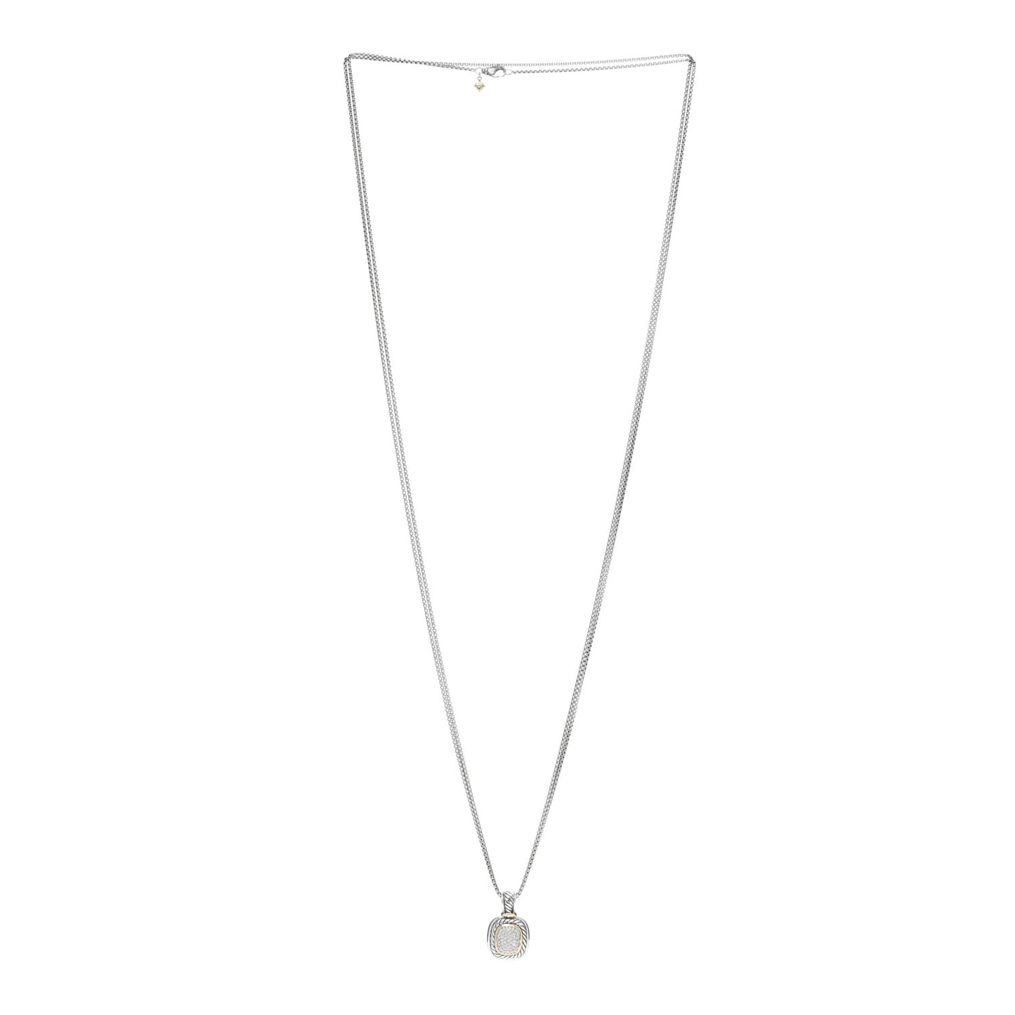 Sterling Silver 14K Yellow Gold Diamond 9mm Albion Enhancer Pendant Necklace