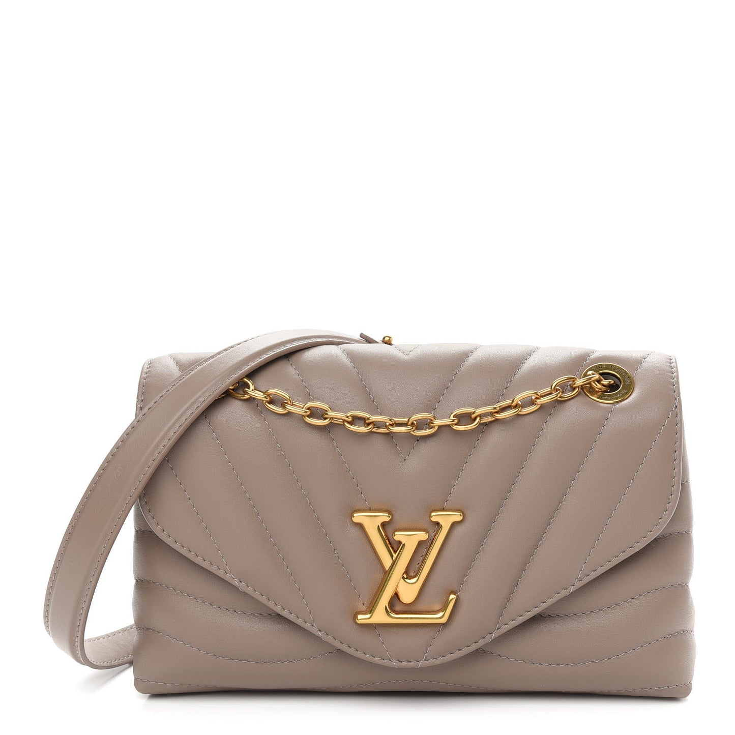 Calfskin LV New Wave Chain Bag Taupe