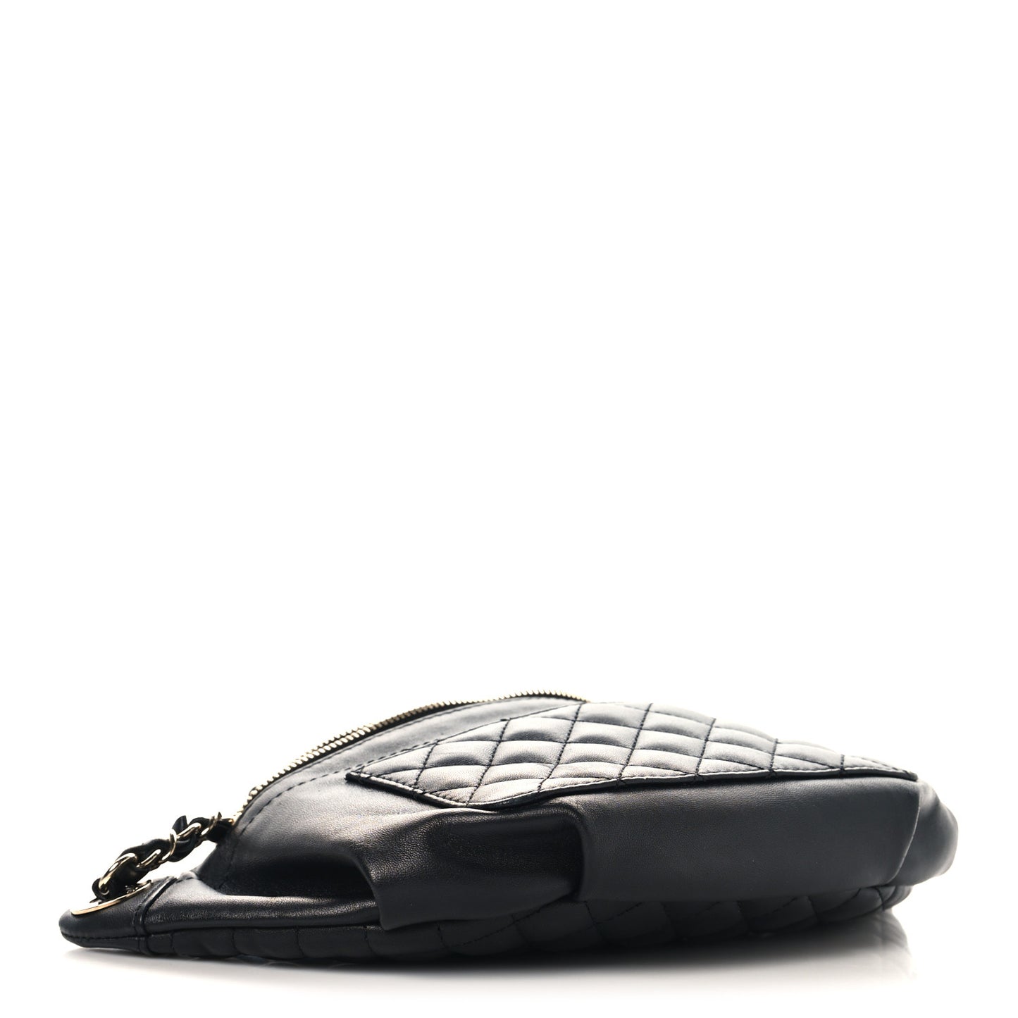 Lambskin Quilted Waist Bag Fanny Pack Black